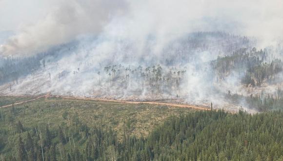 Un incendio forestal de Tintagel en Tintagel, Columbia Británica, Canadá. (Foto de Handout / BC Wildfire Service / AFP)