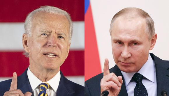 El presidente de Estados Unidos, Joe Biden (Izq.) y su homólogo de Rusia Vladimir Putin. (Foto: Jim WATSON and Grigory DUKOR / AFP).