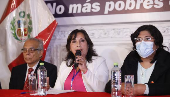 "No podría adelantar opinión, pero como todo partido político tenemos el derecho de plantear nuestras nulidades", señaló Boluarte. (Foto: César Bueno @photo.gec)