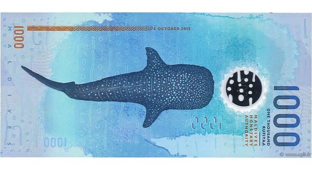 Rufiyaa. Rufiyaa o rupia es la moneda oficial de República de las Maldivas. Sus billetes resaltan por sus paisajes de naturaleza endémica, especialmente el de 1,000, que presenta motivos acuáticos.