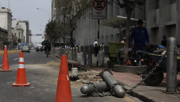 Imagen del Centro de Lima tras los enfrentamientos que se registró el 19 de enero entre la policía y los manifestantes.  Foto: GEC