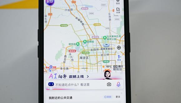 La versión impulsada por IA de Baidu Inc. Map durante la conferencia mundial de Baidu en Beijing, China, el martes 17 de octubre de 2023.