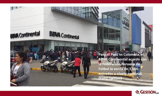 Foto 2: Para el Perú vs Colombia, el BBVA Continental acordó con la Federación Peruana de Fútbol la venta de 3,500 entradas a nivela nacional. (Foto: twitter)