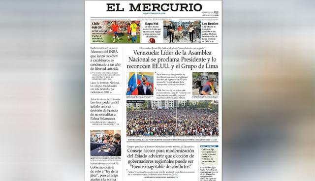 La crisis venezolana en las principales portadas del mundo. (Foto: El Mercurio - Chile)