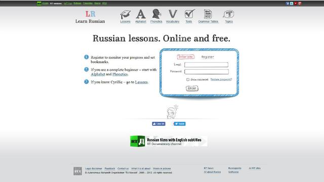Learn Russian. RT es el creador de este sitio en donde puede aprender ruso gratis, con un seguimiento constante de su progreso. La única desventaja: está en inglés.