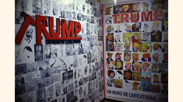 La exhibición “Un muro de caricaturas” en el Museo de la Caricatura de la Ciudad de México, es una afrenta a la conocida propuesta del candidato republicano Donald Trump para construir un muro en la frontera mexicana con Estados Unidos.
