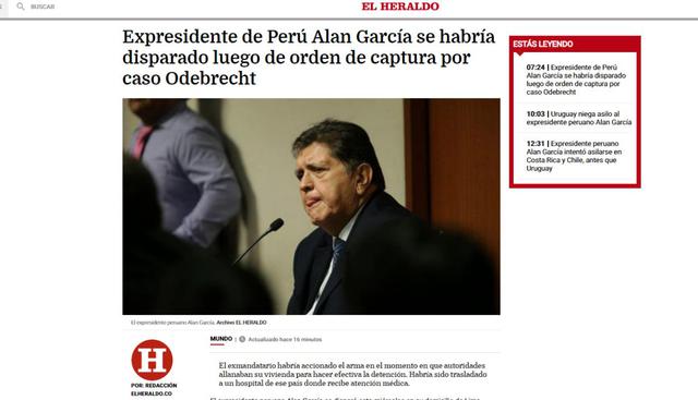 Alan García fue internado de urgencia tras detención. (Foto: EL Heraldo - Colombia)