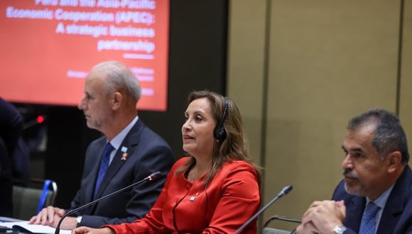 APEC 2023 | Dina Boluarte, presidenta del Perú, expuso para más de 30 líderes empresariales. (Foto: Presidencia del Perú)