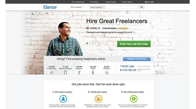 Elance,  elimina una gran cantidad de la molestia que viene con freelance. Usted será capaz de hacer un perfil de inmediato sin saltar a través de cualquier aros, disfrutar de protección de pagos para asegurar que siempre está pagado por las horas que tra
