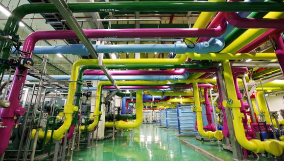 Pipes pass through the chiller plant at a Google data center in Changhua, Taiwan. Photographer: Ashley Pon/Bloomberg
