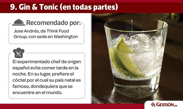 Razonamiento: "Cuando estoy de viaje, no voy a tener hambre, porque ya comí en dos restaurantes en el almuerzo y al menos dos en la cena. Todo lo que quiero es ginebra y tónico, esa es mi comida nocturna. Encuentro el mejor bar que está más cerca y a