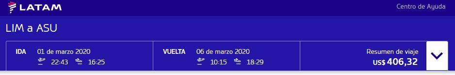 Vuelo a Asunción con escala operado por Latam. (Foto: Latam)