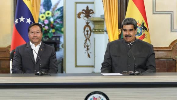 Los presidentes de Venezuela Nicolás Maduro y Luis Arce de Bolivia en el Palacio de Miraflores, Caracas.
(Foto: Difusión)