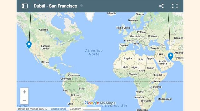10. Dubái – San Francisco: 13.041 km, 15 horas 37 minutos.