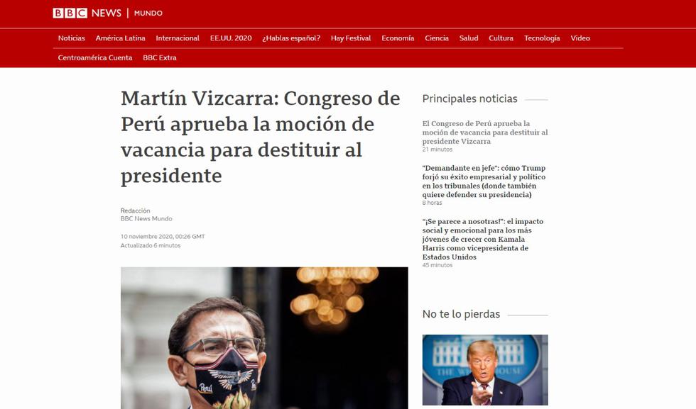 FOTO 1 | La BBC de Londres se pronunció sobre la vacancia al presidente Martín Vizcarra.