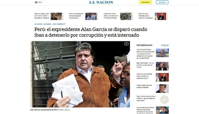 Alan García fue internado de urgencia tras detención. (Foto: La Nación - Argentina)