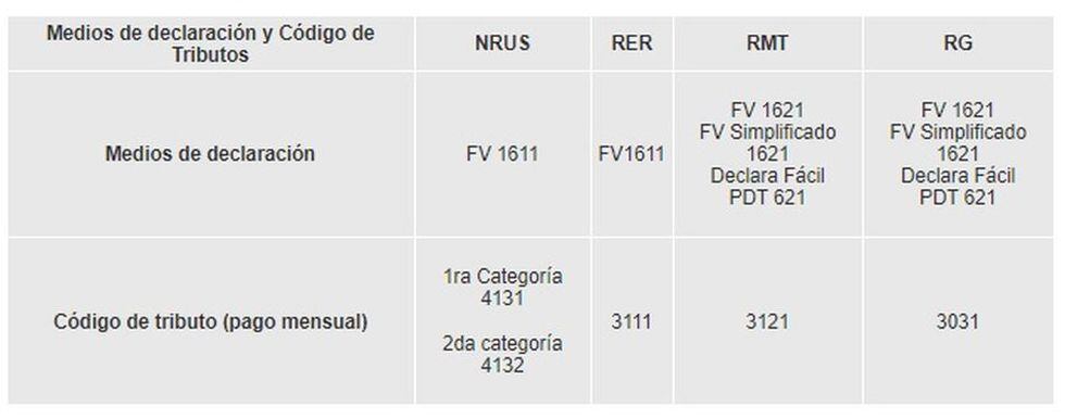 Medios para cumplir con las obligaciones de declaración y pago. (Fuente: Sunat)