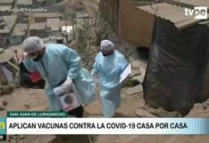 SJL: Brigadistas de vacunación recorren zonas altas para inmunizar a ciudadanos casa por casa