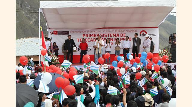 El presidente de la República, Ollanta Humala Tasso, estuvo en la ceremonia de colocación de la primera piedra de las obras del Sistema de Telecabinas de Kuélap.