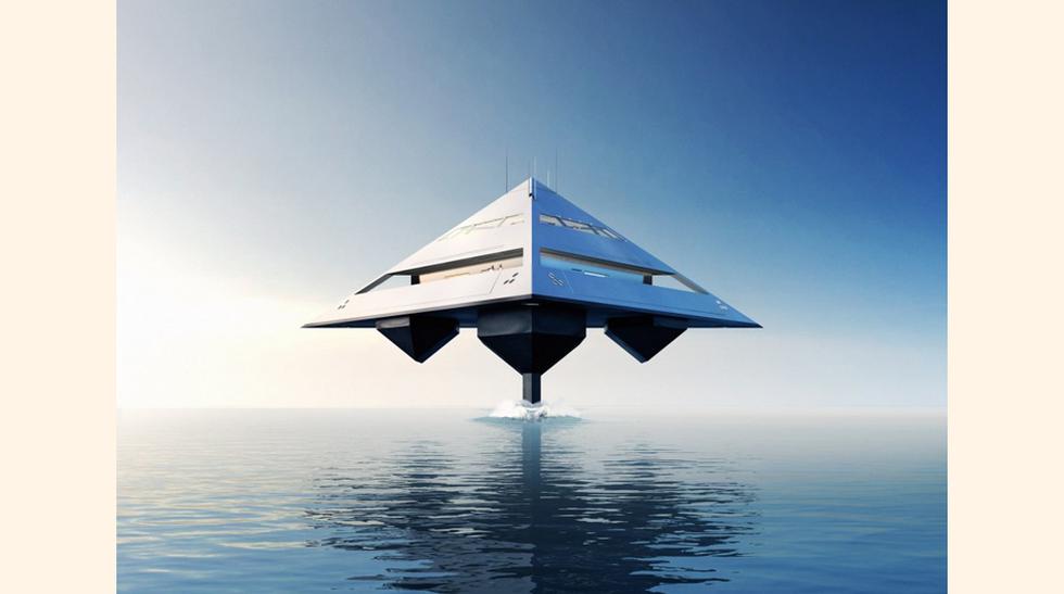 El diseñador Jonathan Schwinge ha creado un yate concepto llamado Tetrahedron, con una estructura en forma de pirámide que se eleva por si solo sobre el mar a altas velocidades. (Foto: Megaricos)