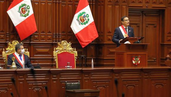 El presidente de la República, Martín Vizcarra, dio hoy su mensaje a la Nación por Fiestas Patrias. (Foto: GEC)