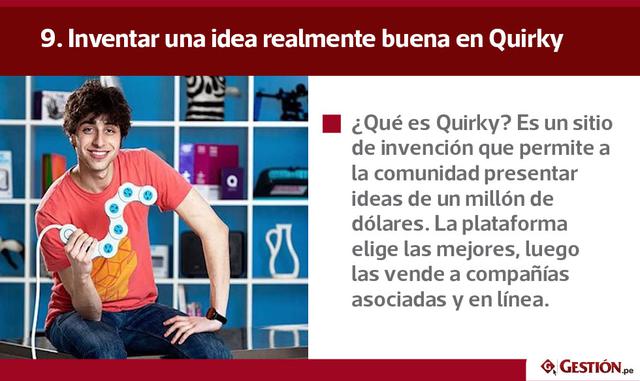 Costo: Enviar una idea es gratis. Si la misma es seleccionada para la producción, tendrá que dividir los beneficios tanto con Quirky como con la comunidad del sitio web.   El inventor obtiene beneficios de por vida del 30% de las ventas en línea (al por m