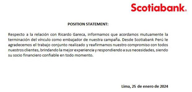 Scotiabank anuncia el fin del contrato con Ricardo Gareca. Foto: Scotiabank