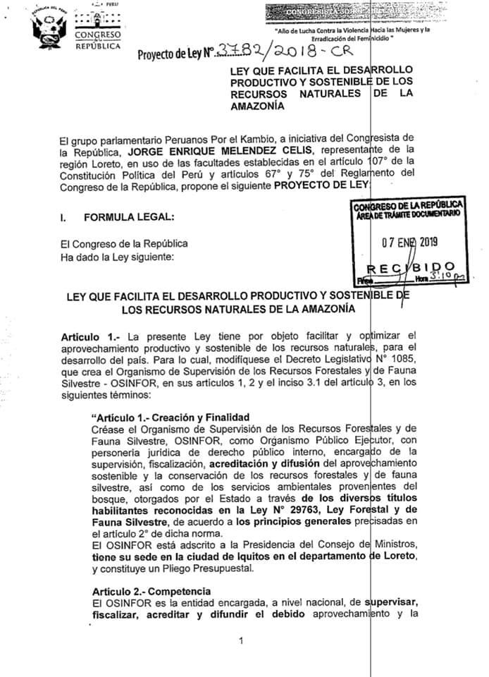 Proyecto de ley Jorge Meléndez