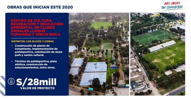 FOTO 10 | Obras 2020: Centro de cultura, recreación y educación ambiental en clubes zonales Lloque Yupanqui y Sinchi Roca.