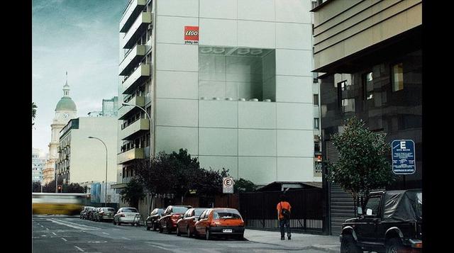Lego. La empresa llevó su juego a los edificios de Santigo de Chile. Agencia: Ogilvy