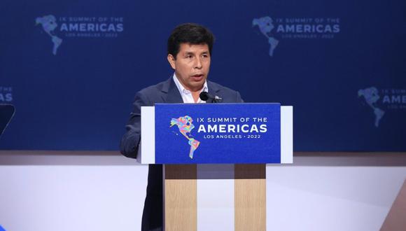Pedro Castillo durante su presentación en la IX Cumbre de las Américas (foto: Presidencia de la República del Perú).