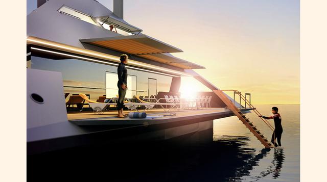 El mega yate cuenta con espaciosas cubiertas de sol, un área para comer y entretener al aire libre, y juguetes acuáticos para los huéspedes. (Foto: Megaricos)