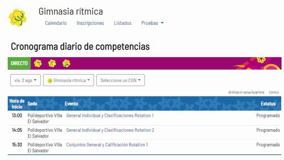 Sigue el programa de los Juegos Panamericanos. (Captura: Lima 2019)