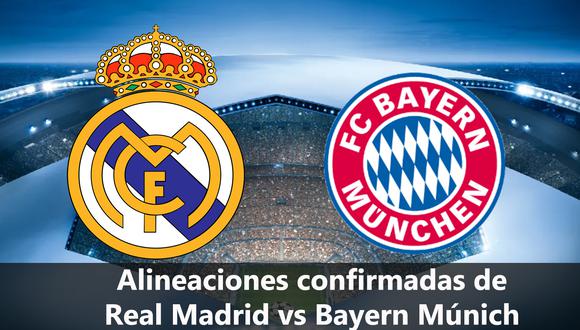 Descubre aquí las alineaciones de cada equipo de cara al duelo por semifinal vuelta entre Real Madrid y Bayern Múnich.| Foto: Composición Mix