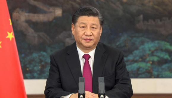 Imagen muestra al presidente de China, Xi Jinping, hablando desde Beijing mientras abre un Foro Económico Mundial virtual, que generalmente tiene lugar en Davos, Suiza. (World Economic Forum (WEF) / AFP).