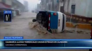 Cajamarca: lluvias torrenciales en Cajabamba inundaron casas y arrastraron vehículos 