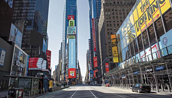 La siempre transitada Times Square, el corazón turístico de la ciudad, se ha quedado sin visitantes ni transeúntes. (Foto: AFP)
