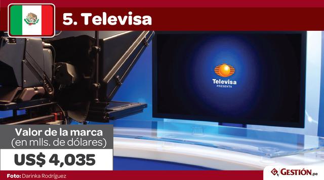 5. Televisa. ¿Qué no ha sido producido por Televisa? Eternamente presente en la televisión, la cadena mexicana cuenta con un valor de marca de US$ 4,035 millones.