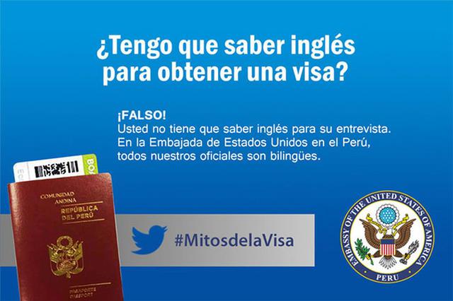 Foto 1 | Los solicitantes de visas de no inmigrante (B1/B2) no necesariamente deben saber inglés para obtener una visa. Todos los oficiales consulares en la Embajada de Estados Unidos en el Perú son bilingües.