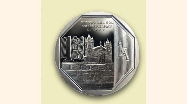 La moneda de un Nuevo Sol alusiva al 'Templo del Sol', Vilcashuamán, es la décima moneda de S/. 1 de la Serie Numismática. En el reverso se distingue parte del Complejo Arqueológico de Vilcashuamán, donde se aprecia el Templo del Sol y sobre él,