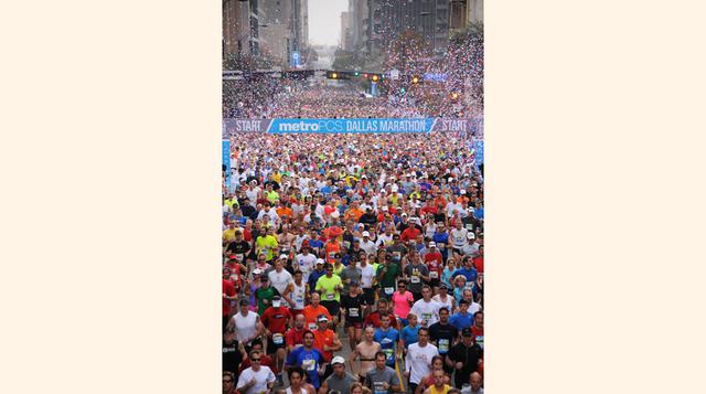 Establecido en 1971, el Maratón de Dallas comienza y termina en el centro de Dallas. El récord masculino es 02:12:04 y el femenino es 02:29:55. El costo es de US$ 150 y es el  domingo 14 de diciembre. (Foto: Business)