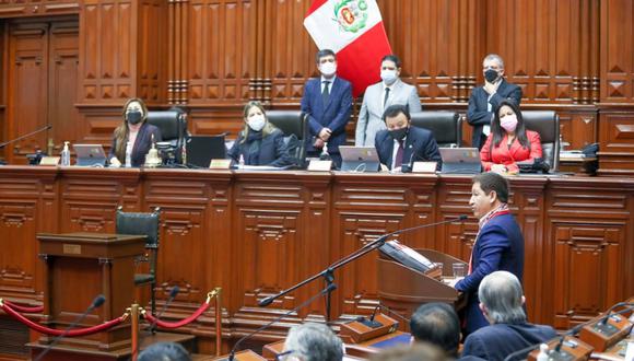 Primer ministro Guido Bellido ante el Pleno del Congreso, anunció que el Ejecutivo solicitará facultades legislativas. (Foto: Congreso del Perú)