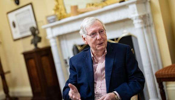 Mitch McConnell during an interview at the US Capitol in Washington, on May 8. Photographer: Al Drago/Bloomberg