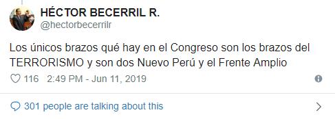 Captura del tweet de Héctor Becerril.