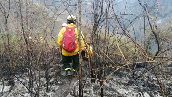Unos 87 agentes especializados en incendios forestales trabajaron desde esta madrugada para mitigar la expansión del fuego. (Indeci)