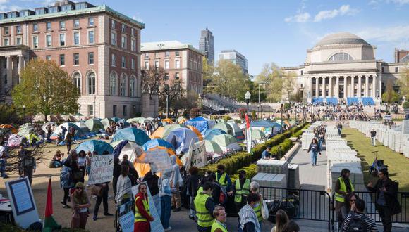 El campus de Columbia con los manifestantes