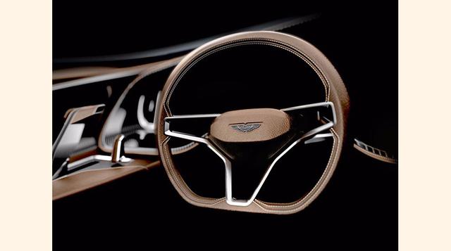 Detalle interior del timón forrado en cuero del AM37 con el logo característico de Aston Martin. (Foto: Autobild)