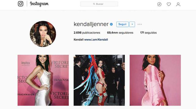 Kendall Jenner: 69.4 millones de seguidores  (Foto: Instagram)