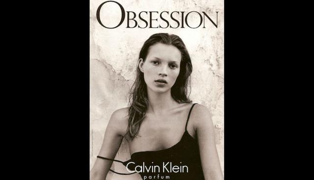 Kate Moss.Una de las campañas más recordadas que realizó fue Obsession, en 1993. (Calvin Klein)