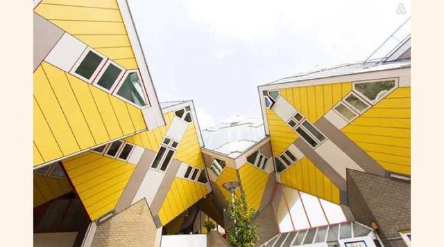 Para los amantes del cubo de Rubik, es ideal este loco alojamiento de cuatro plantas, con vistas 360. Rotterdam, Holanda. (Foto: Airbnb)